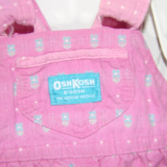 Vintage Oshkosh Overalls Flowers Print Pink Size 3/6 Months Baby - Picture 4 of 7
